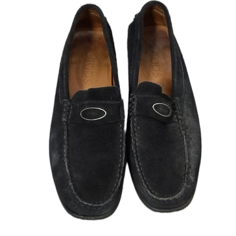 Tod's Black Suede Designer Loafers size 6